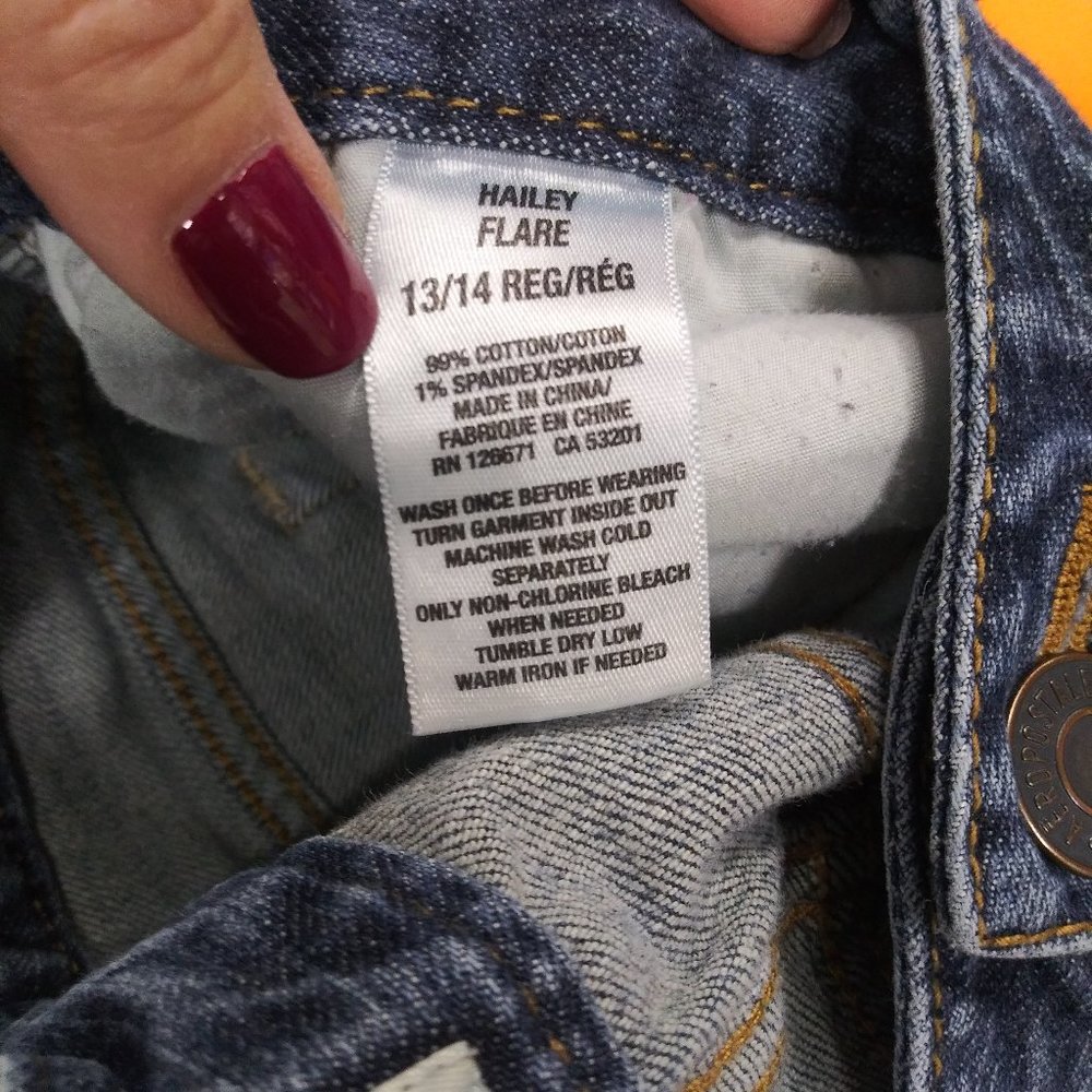 2430 Jeaniemade Size 13/14 Aeropostale Stretch Upcycled Jeans - Picture 5 of 5